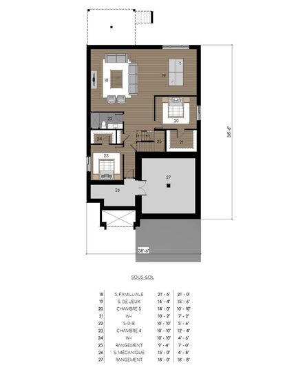 plan du sous-sol de la maison EVO-176